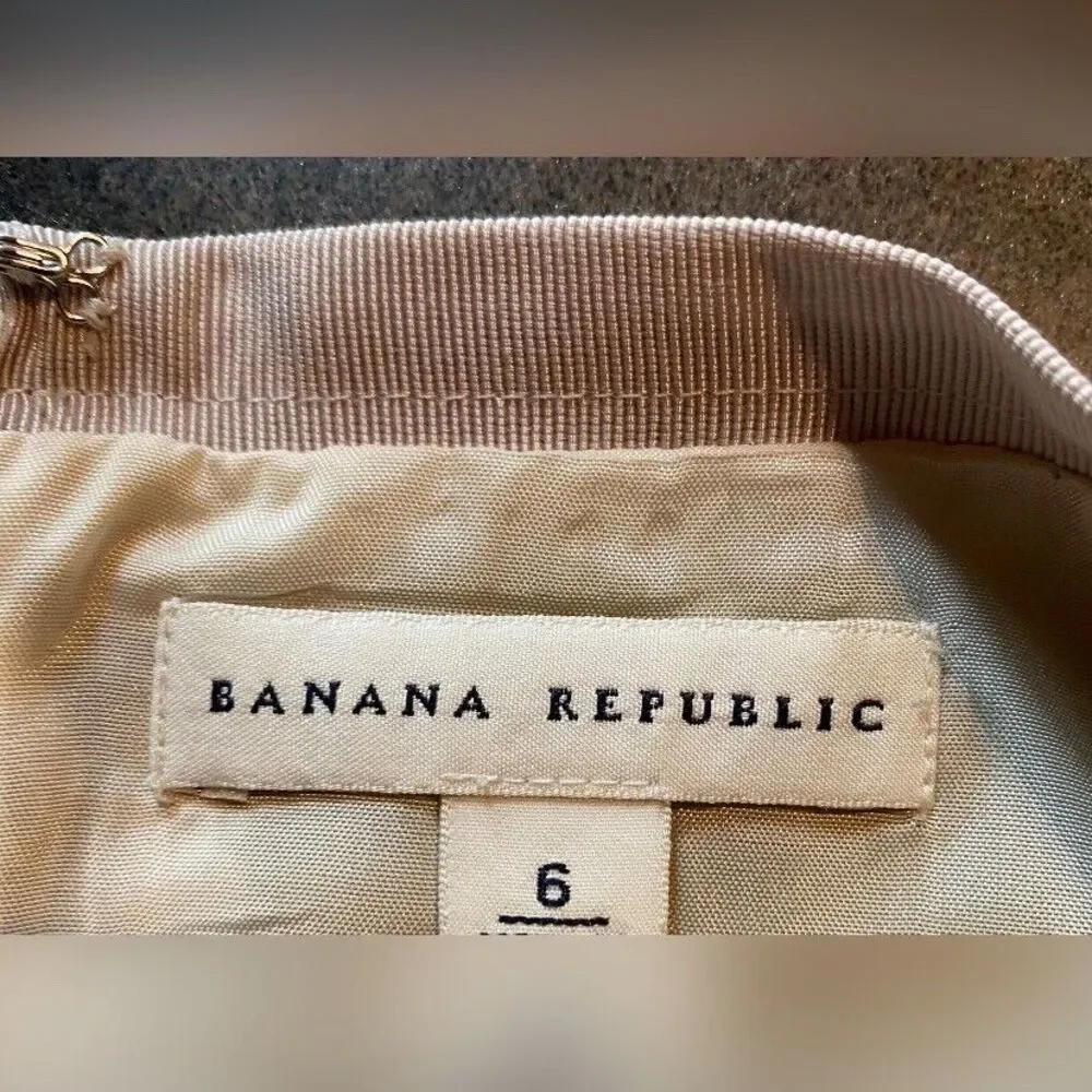 Banana Republic Skirt Women’s 6 Silk Green Brown Circles 60’s Style